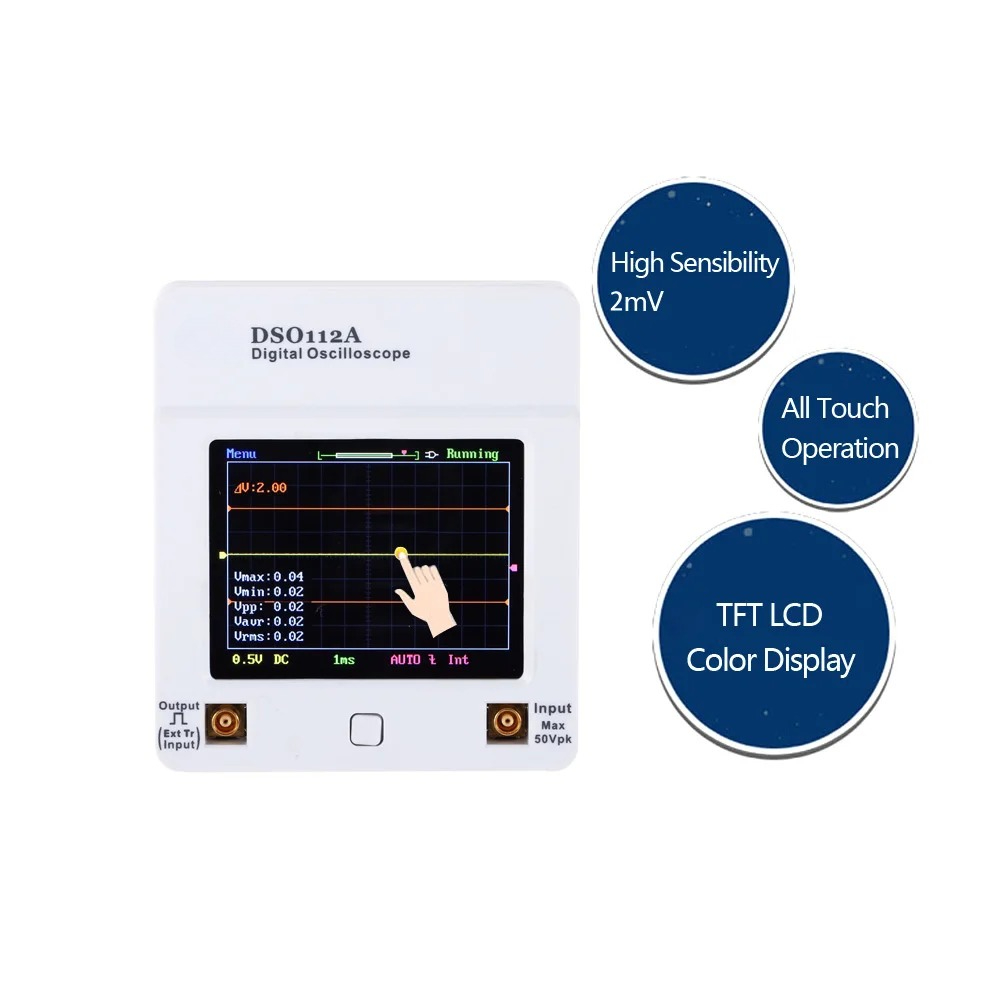 Osciloscopio DSO 112A TFT pant - Oscilloscope Dso Mini reseña y precio