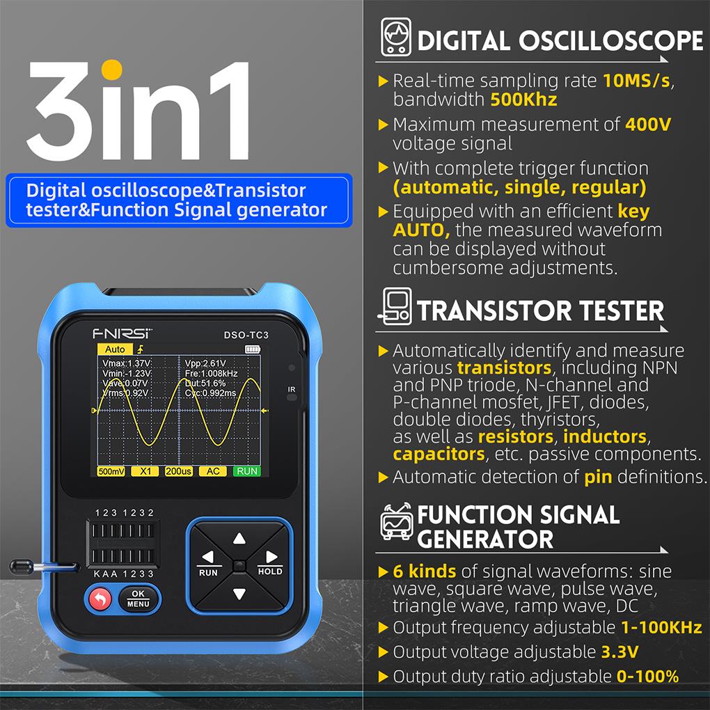 FNIRSI-miniosciloscopio Digita - Oscilloscope Dso Mini reseña y precio